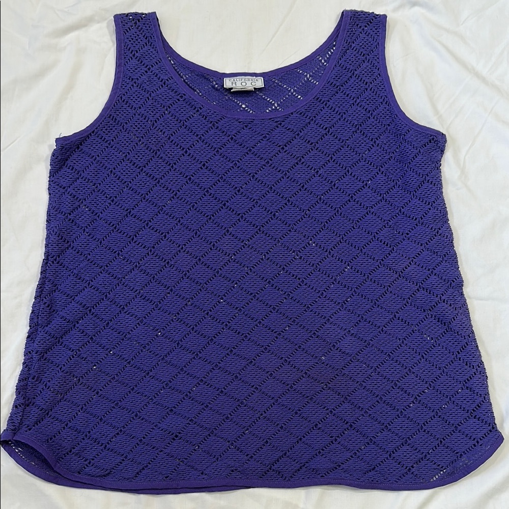 Vintage Crochet California ROC Purple Sleeveless Tank Top
